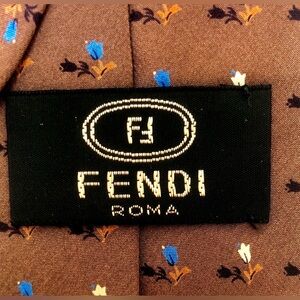 Fendi Roma Brown Silk Tie made in Italy